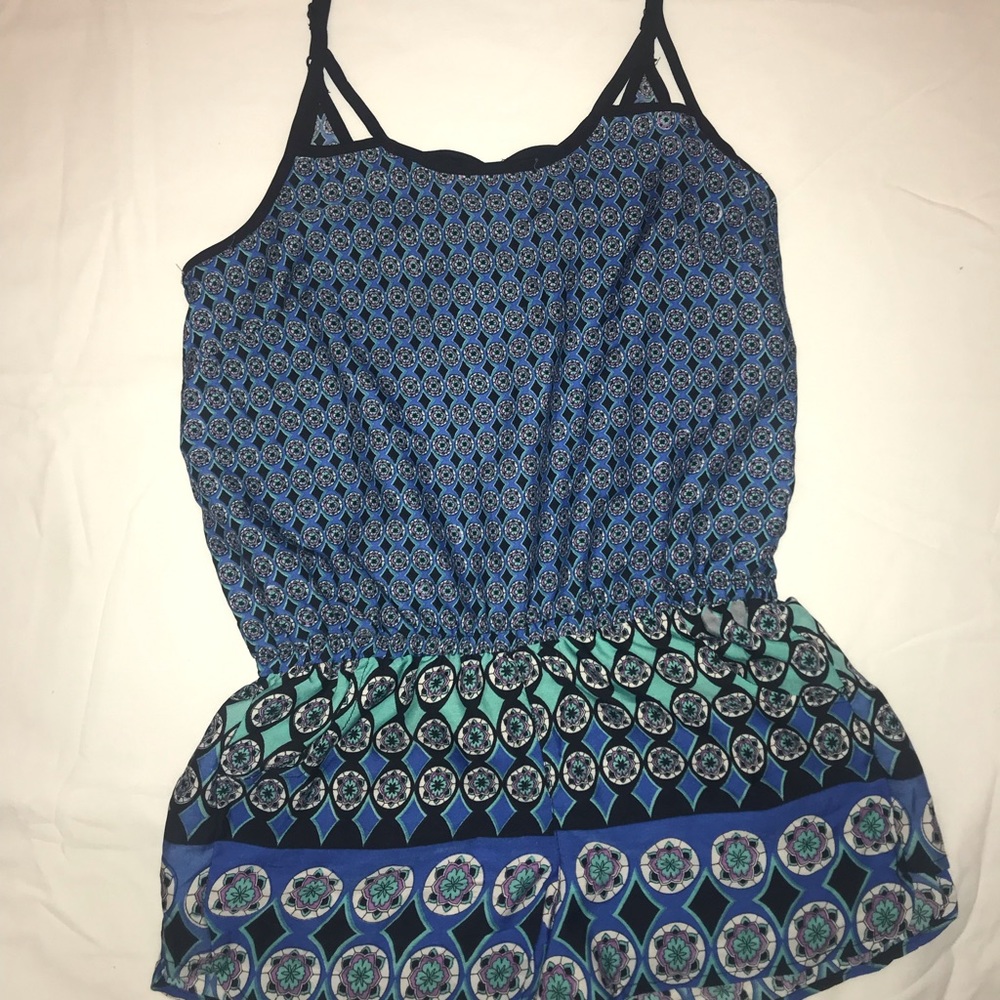 Blue patterned romper